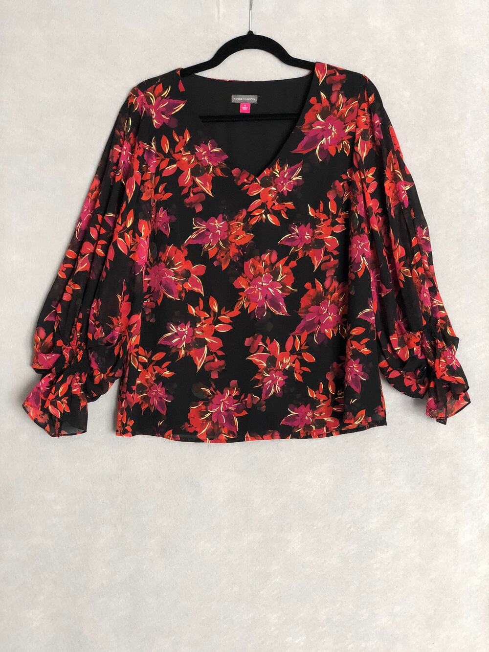 Vince Camuto Floral Print Top Balloon Sleeve Women's Size Small NEW - Picture 1 of 5